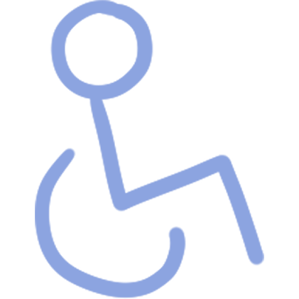 a person in a wheelchair symbol.